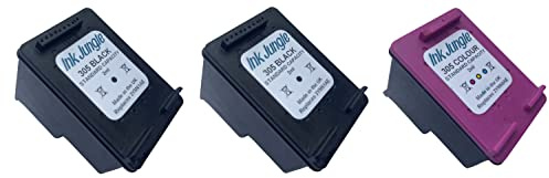 2x Ink Jungle 305 Black & 1x Colour Ink Cartridge Combo Pack For HP DeskJet 2320 2710 2710e 2720 2720e 2721 2721e 2722 2722e 2723 2724 4110e 4120e 4122e 4130e Printers Replaces HP 305