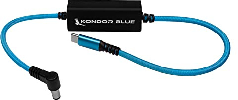 KONDOR BLUE | 16 Inch DC to USB-C PD Power Cable, Right Angle 2.1mm and 2.5mm | 14V to 17V DC Input, 5V to 20V Power Delivery, Up to 100W Fast Charge, Reinforced Braided | Blue