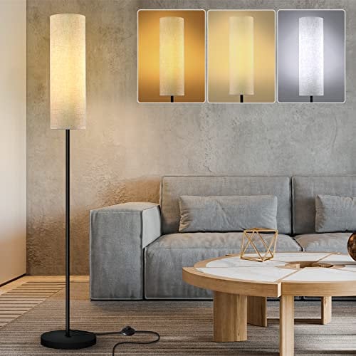 Fortand LED Lampada a Stelo da Terra 3 Temperature Colore, 12W, Moderna, per Salotto, Pavimento, con Interruttore a Pedale, per Soggiorno, Ufficio