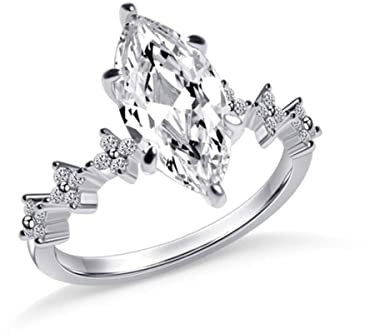 YAHOYA 1 Stück Kristall Marquise Kupfer Zirkon Eheringe für Frauen Einfache Stilvolle Design Weibliche Finger Ring Party Geschenk Mode Schmuck
