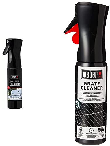 Weber Stainless Steel Cleaner | BBQ Stainless Steel Cleaning Spray | Weber Barbecue Accessories | Designed & Grill Grate Cleaner Spray | Biodegradable BBQ Cleaner | Weber Barbecue Accessories