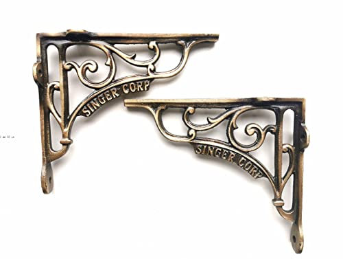 Pair of Vintage Shelf Brackets Singer Corp Antique Brass (6 * 6)