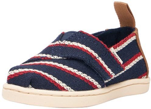 TOMS Classic Alpargata, Flacher Slipper, Navy Woven Stripes,
