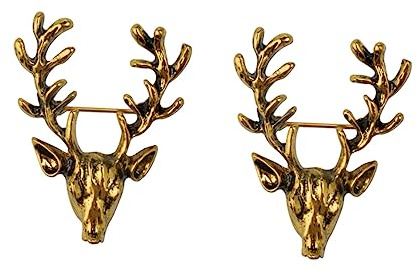 ABOOFAN Hirsch Anstecker Tier Brosche 2st Broschen Für Kleidung Goldene Rehkopf Popularität Weihnachtsrehe Anstecknadel Tiere
