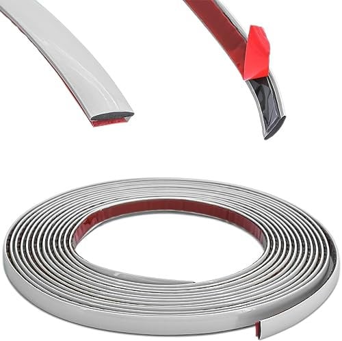 RECAMBO Baguette décorative grise polyvalente, flexible et autocollante 20 mm x 5 m