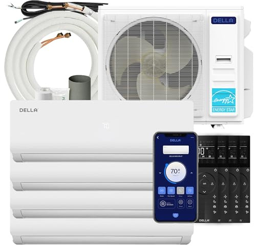 DELLA 35K BTU 4 Zone Mini Split AC (3x9K+12K), 19 SEER2, 16ft Kits