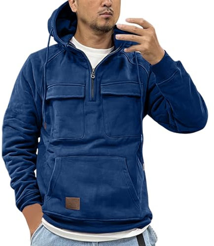 Générique Sweat À Capuche Homme Pull De Manches Longues Poche Kangourou pour Hiver Et Automne Sport Doux Et Confortable Printemps Chaude Hiver Coupe Vent