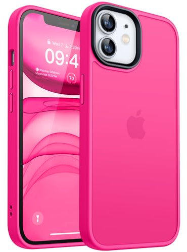 CANSHN Hülle Kompatibel mit iPhone 11 [Quadratischen Kanten] Minimalistische Transluzente Matte Schutzhülle, Military Grade Handyhülle, Leuchtend Rosa