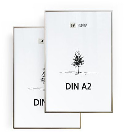 Heimlich® 2x Cadre Photo A2 42x59,4 cm en Aluminium Argenté | Cadre 42x59,4 cm | Cadre à Documents A2 | Verre Acrylique Incassable Excellente Qualité Durable | Décoration Murale A2