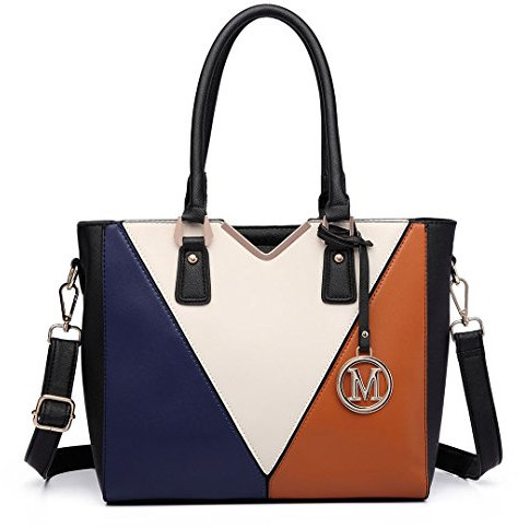 Miss Lulu Handtasche Damen Schultertaschen Damen Shopper Große Handtasche Aktentasche Henkeltasche Arbeitstasche für Büro Arbeit V-förmiges Design Viele Fächer