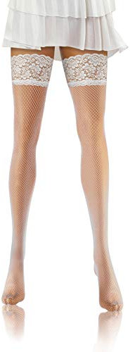 Sesto Senso Medias Rejilla Autoadhesivas Encaje Lencería Sexy Mujer 3XL/4XL Blanco