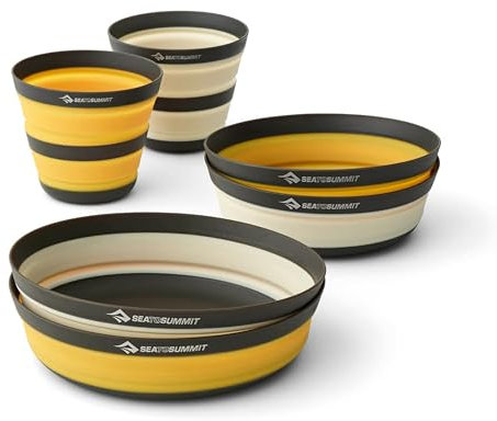 Sea to Summit Frontier - Juego de vajilla plegable ultraligera para 2 personas (2 cuencos medianos, 2 cuencos grandes, 2 tazas)