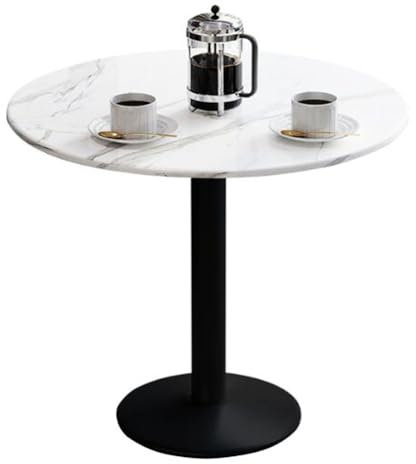 Bistrotisch, Granitplatte, Kleiner Couchtisch, moderner runder Tisch, skandinavischer Esstisch, Verhandlungstisch, Balkon, Kleiner Tisch, Tulpensockel (Größe: 60 cm, Farbe: Schwarz)