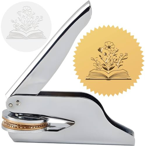 craspire Prägestempel Für Buchblumenbibliotheken 1.6(5) cm Edelstahlsiegel Handprägesiegelstempel Buchliebhaber Lehrer Ex Libris Notar Für Abschlussfeiern Offizielle Geschenkumschläge Aus Papier