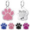 Hundemarke mit Gravur - YEHANTI Personalisierte Anhänger für kleine bis mittelgroße Hunde in Glitzernder Pfotenabdruck- Edelstahl Hundemarke Personalisiert mit Name, Telefonnummer und Adresse (Rosa)