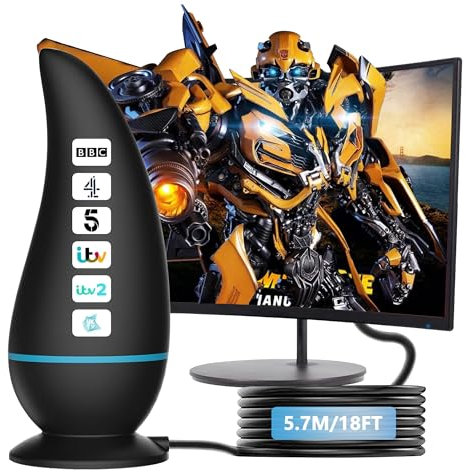 TV Antenna,(Latest Version)1080P 4K HD Digital TV Antenna 560+ Miles Range 360° Reception Amplified Support Amplifier Signal Booster for 4K 1080P HD Local Channels and All Older TV's-18ft Aerial Cable