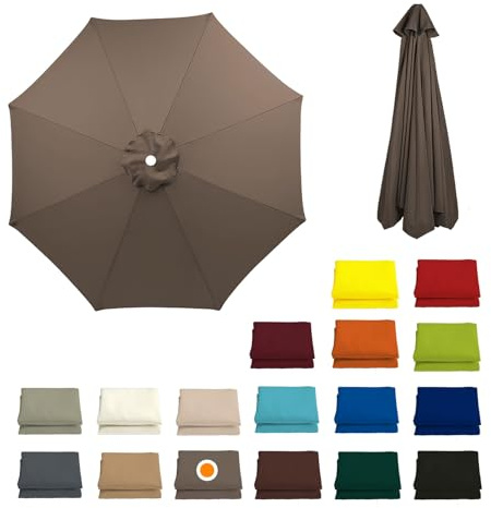300CM Sonnenschirm Ersatzbezug 8 Rippen 230CM 270CM Rund Ersatztuch Terrassenschirm Sonnenschirm Bespannung Ampelschirm Bezug Wasserdicht Ersatz Baldachin Für Balkon, Garten, Pool Und Strand(Dark Gray