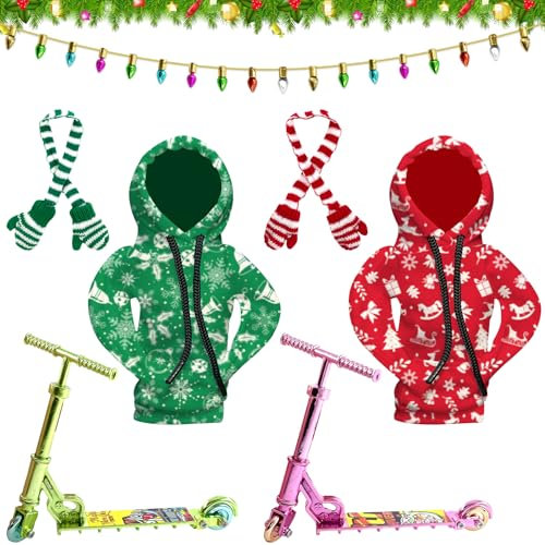 TOPJOWGA Weihnachtselfen Puppenkleidung Set, 7 Stück Miniatur Zubehör, Miniatur Puppenhaus Set, Mini Bunte Lampe, Miniatur Fahrrädern Rollern Schals, Puppenhaus Zubehör Miniatur Haus Deko