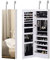 HOMCOM Armoire à bijoux, miroir bijoux, rangement bijoux avec LED, multi-rangements, verrouillable, à fixer sur porte ou mur - 37x10x120cm, effet bois grisé