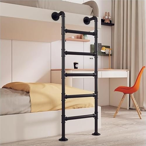 Scaletta per letto a castello in ferro battuto - 45/51/55/59/65, Scaletta a muro per loft domestico, Scala di salita per ingresso e uscita per soffitta, dormitorio, biblioteca, seminterrato(175cm