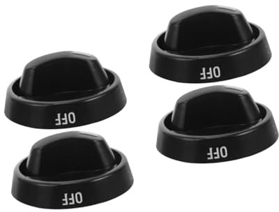 Gadpiparty 4 Stück Knopf-Gasherd Gasofen Knöpfe Küchenherd Knöpfe Bedienknopf des Brenners Ofengas-Reglerknopf gaskocher grillzubehör Zubehör für Gasherde herdknopf austausch Plastik Black