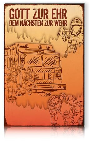 Finest Folia Alu Schild 30x20cm Deko Hobbyschild für Garten Wohnzimmer Garage Außenbereich Dekoration retro Tafel Hobbys wetterfest robust stabil RV002 (16 Feuerwehr)