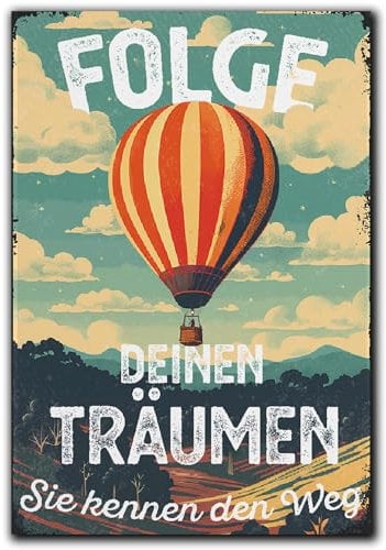 LANOLU Kühlschrankmagnete lustig- Folge deinen Träumen Heißluftballon - lustige Magnete mit Sprüchen und witzigen Motiven 8x5,5cm