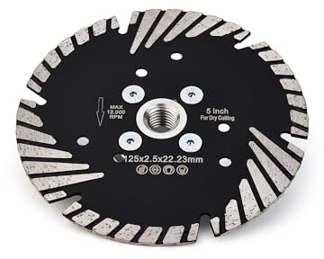 Solidure 5 Zoll Diamanttrennscheibe für Trockenschnitt, Universal Trennscheibe Turbo Diamant Sägeblatt 125mm x M14 für zum Schneiden Schleifen Granit Marmor Beton Fliesen