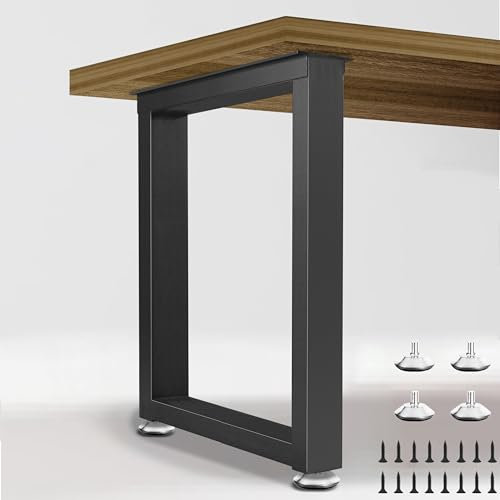 Rioychan Metall Tischbeine 71cm Hight 45cm Breite Heavy Duty Eisen Möbel Beine mit justierbaren Schutzfüßen, Moderne Schreibtische für DIY Dinning Couchtisch (Rechteck Form, 2pcs)-Schwarz
