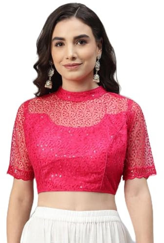 DENMOUS Blusa de sari acolchada con lentejuelas rosa fucsia - 1974771, fucsia, Altoa única