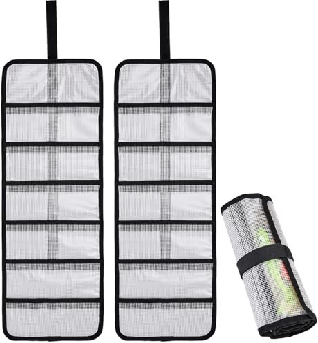 MOPHOEXII Roll Up Fishing Lure Wraps Set-25 X 9 Durable Lure Bag 6 Pocket PVC Protective Cover Saltwater Hook Covers Fabric Lure Protector Trolling Lure Tackle Box Large 2 pcs