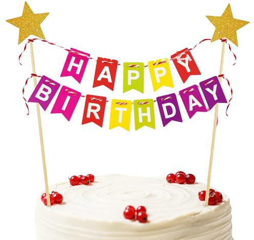 Kuchen Deko MäDchen Happy Cake Topper Geburtstagskuchen Deko Geburtstag Kuchendekoration Torten Birthday Cake Topper 1. Geburtstag Regenbogen Toppers Geburtstagsdeko Kuchendeko Torte Bunt