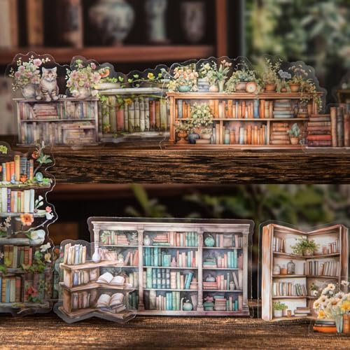 60 Pezzi Scrapbooking Accessori Kit,Reading Adesivi per Scrapbooking in PET per Scrapbook,Junk Journal,Bullet Journal,Notebook,Diario,Mobili,DIY Craft(Reading Gallery)