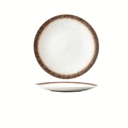 White Dinner Plates Set of 2, Porcelain Salad Plates 25cm +20cm, Modern Kitchen Plate, Round Serving Dishes for Steak Salad Pizza, Microwave and Dishwasher Safe, Scratch Resistant, 8+10 Inch