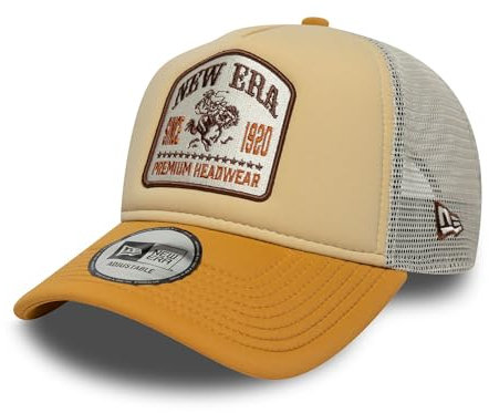 New Era Western Style A-Frame Trucker Cap Patch Beige - One-Size