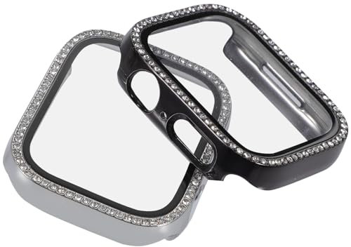 KICHOUSE 2pezzi Custodia Protettiva Per Rhinestones Cover Decorativa E Protettiva Compatibile Con Smartwatch Protezione Da Graffi E Cadute Facile Da Installare E Rimuovere