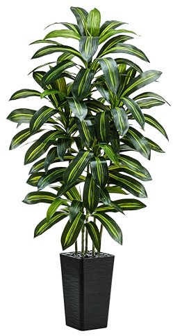 TNGGNT 6FT Künstliche Pflanze Groß, Realistischer Drachenbaum Indoor | 180CM Drachenbaum Pflanze, Kunstpflanzen Groß mit Schwarz Pflanzgefäß, Kunstpflanze für Wohnzimmer, Büro und Eingangsbereiche