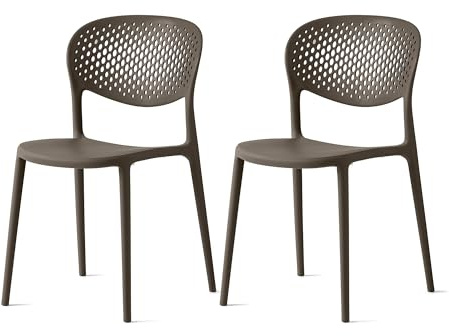 Connubia, 2 Stühle Abby mit gelochter Rückenlehne, aus recyceltem Polypropylen, 100% Erde matt