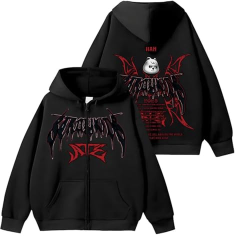 KASENFASHION Harajuku Hoodie Kapuzenjacke-Y2K Harajuku Sweatshirt mit Reißverschluss, Böser Cartoon Kapuzenpullover Unisex Streetwear Oversize