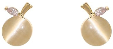 LMRJHAZM 18G Zierfrucht Katze Augen winzige Bolzenohrringe für Frauen 925 Sterling Silber Post Pin Hypoallergene Kristall Apfelblatt Kleine Knorpelschsten niedlichen Piercing -Schmuck