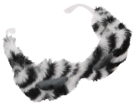 TOYANDONA Fuzzy Zebra Cat Eye Sunglasses for Adults Plush Masquerade Eyewear with Sun Blocking Lenses Unique Funny Party Glasses for Birthday Cosplay Carnival and Outdoor Events