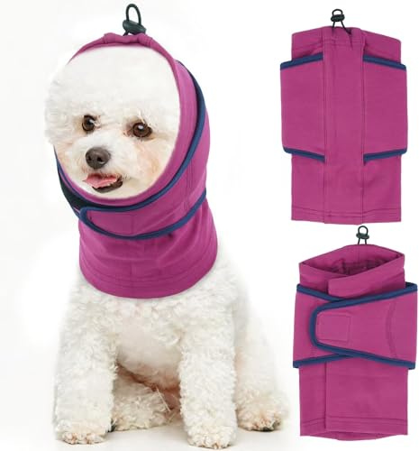 IECOii Mütze Ohrenschutz für Hunde,Hund Kopfschutz & Snood,Gehörschutz Silvester,OP & Blutohren Pflege,Lärmreduzierung,Winddicht & atmungsaktiv,Head Wrap,Hund schal Ohr Hund Ohrbandage(Lila,M)