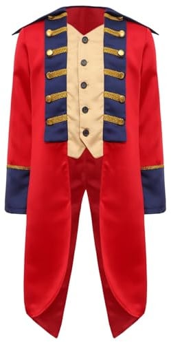 Choomomo Boys Girls Revolutionary War Tailcoat Long Sleeve Colonial Tuxedo Jacket British Retro Frock Coat Red 14 Years