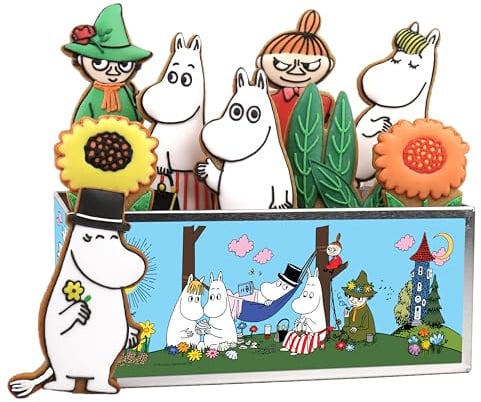 Biscuiteers Moomins Biscuit Tin | 6 Character Hand-Iced Gingerbread Collection in Keepsake Illustrated Tin; Premium Birthday Gift for Fans