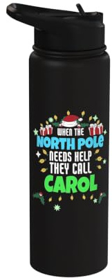 Ayudante del Polo Norte Carol Christmas Carol Nombre Stainless Steel Insulated Water Bottle