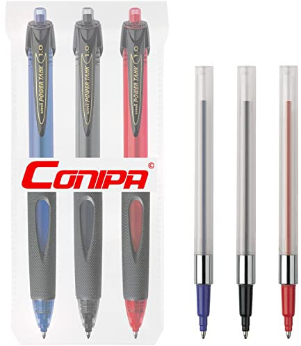uni-ball - Kugelschreiber UB POWER TANK SN-220 1,0mm 3er Set schwarz rot blau + Minen | Conipa Set