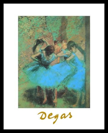 Edgar Degas Blaue Ballerinas Poster Bild Kunstdruck im Alurahmen schwarz 30x24cm
