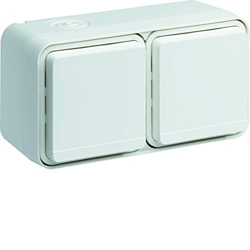 prise de courant 2p+t double horizontale 16a hager cubyko complète saillie blanche