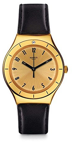 Swatch Mixte Analogique Quartz Montre avec Bracelet en Cuir YGG105