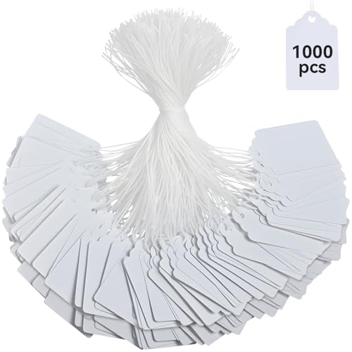 1000Pcs Price Tags with String Attached, 1.75 x 1.093